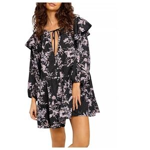 Free People | Sunbaked Cotton Swing Dress | Washed Black | S